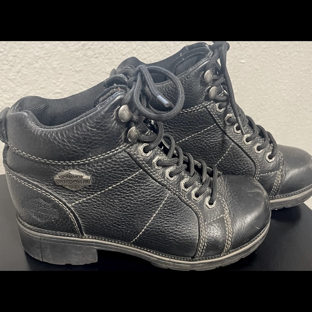 Harley Davidson Black Leather Boots- Size 6.